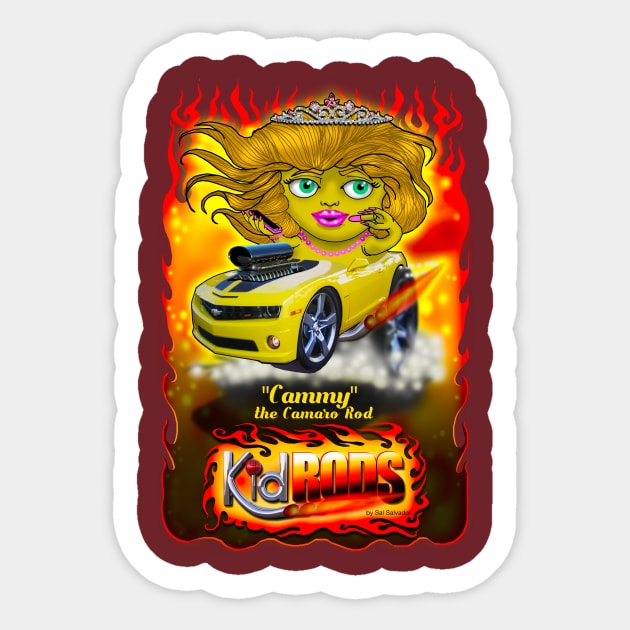 KidRods - Cammy the Camaro Sticker by MyTeeGraphics